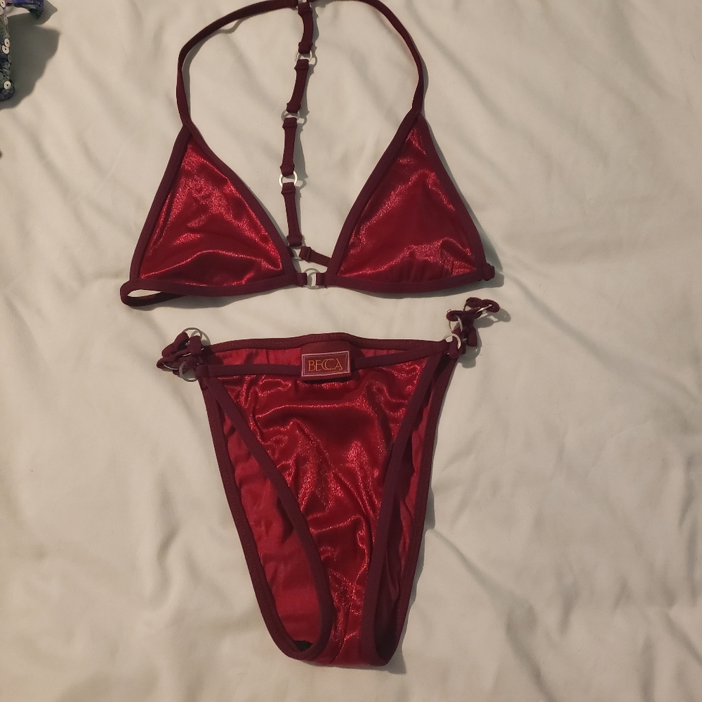 Becca red two piece bikini sz Small